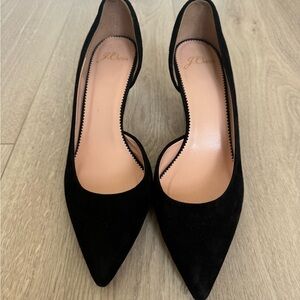 JCrew pointed toe black suede pumps